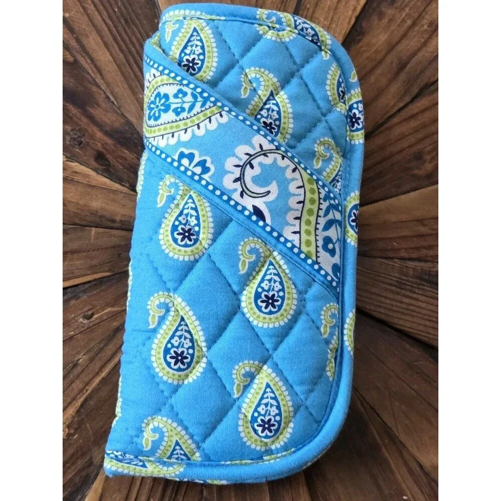 Vera Bradley Quilted Cloth Soft Glasses Case Blue Green White Paisley